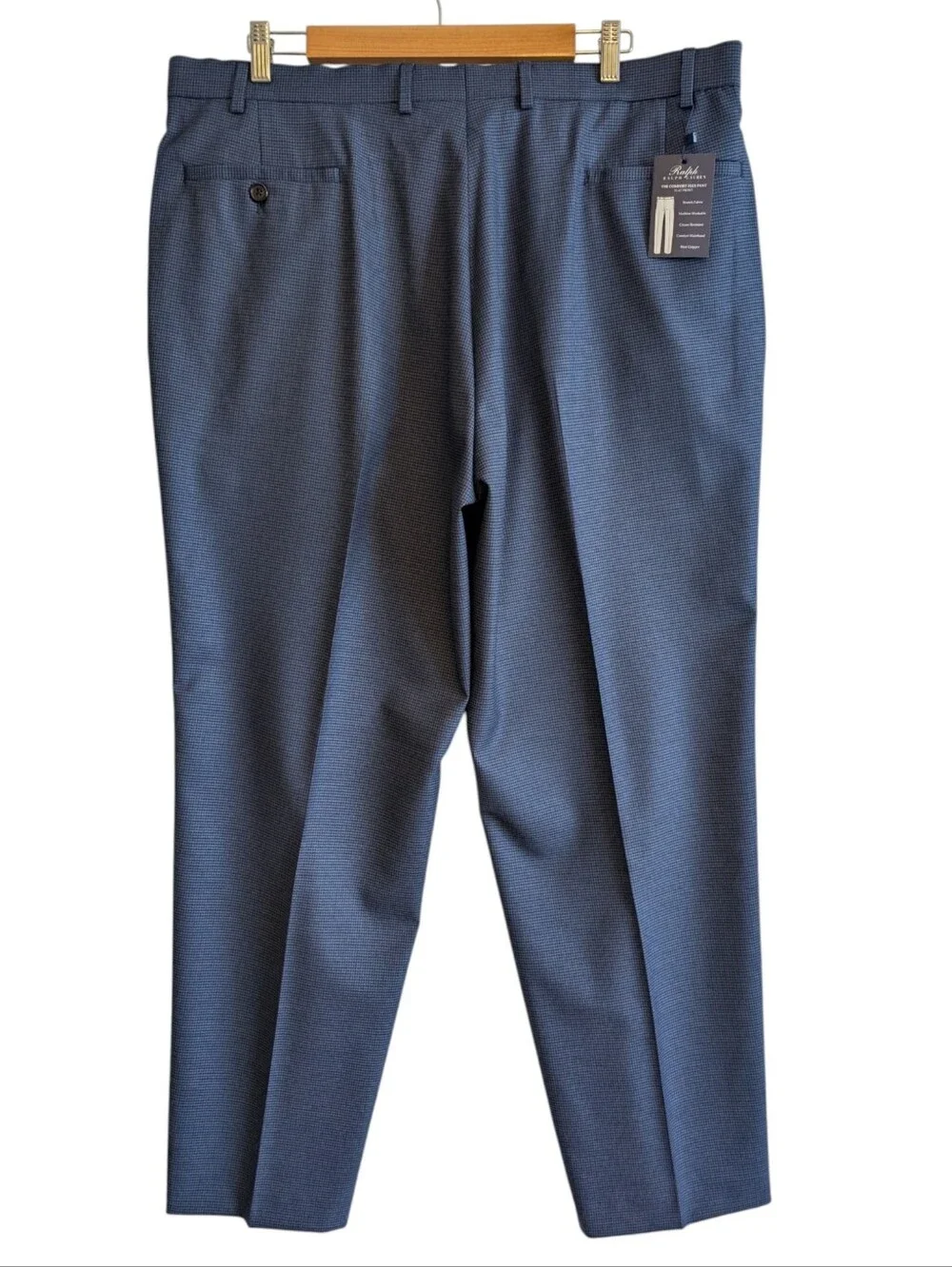 Ralph Lauren The Comfort Flex Pant Flat Front Dress Pants 42Wx30L Blue Black